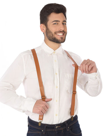 Hnědé koženkové šle pro dospělé