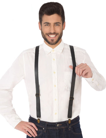 Černé koženkové šle pro dospělé