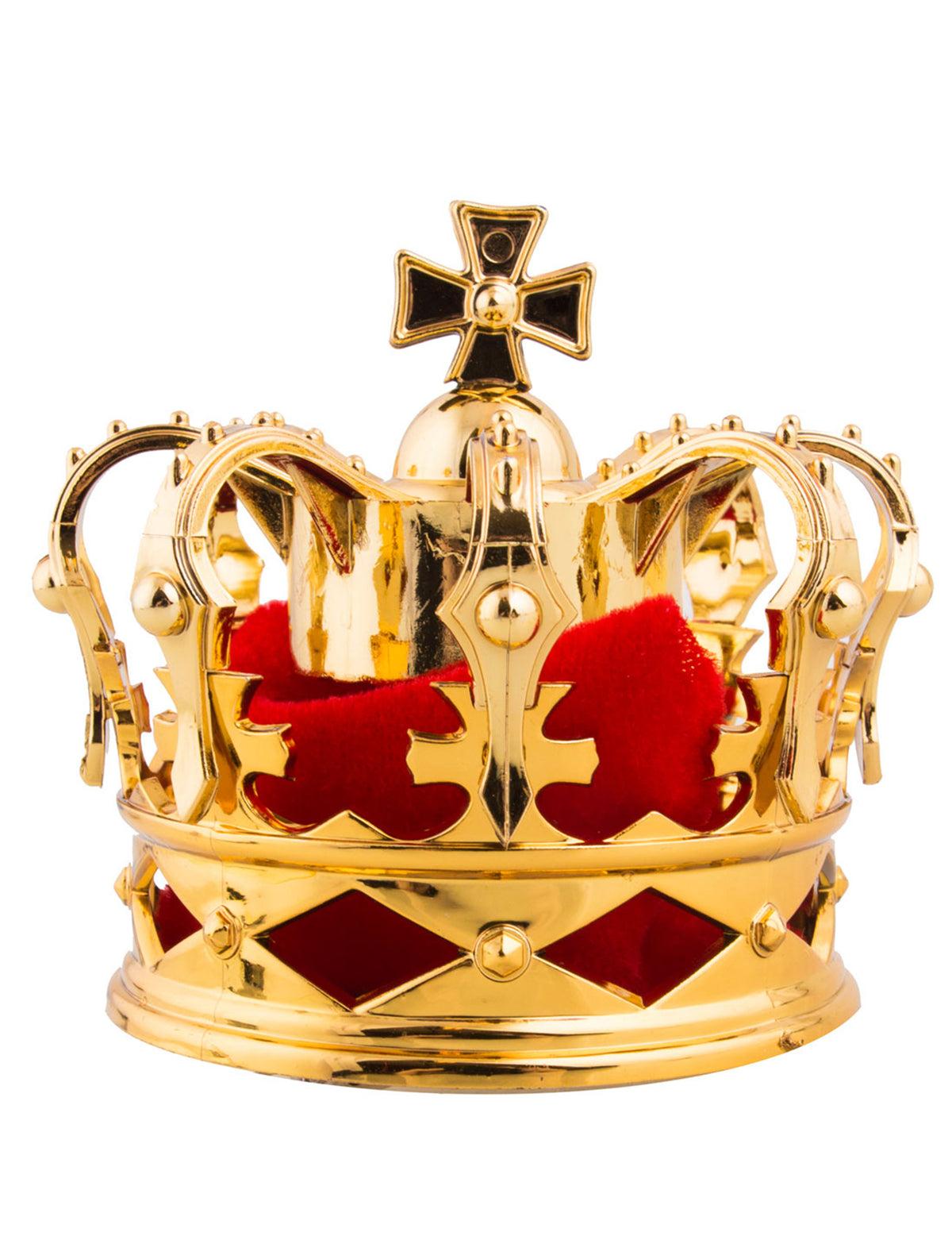 Pince à cheveux mini couronne royale pour femme dorée et velours rouge