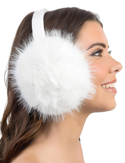 Cache-oreille fausse fourrure pour femme blanc