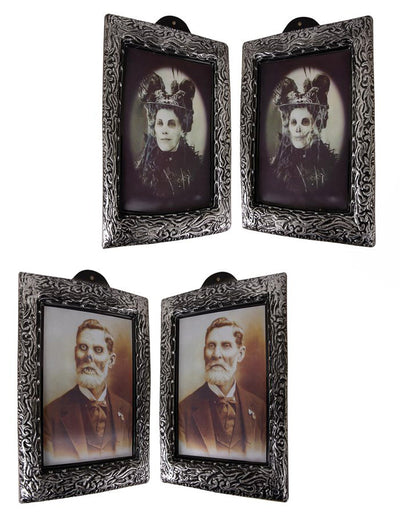 Cadre lenticulaire portrait vampire Halloween pour décoration argenté à effet de transformation