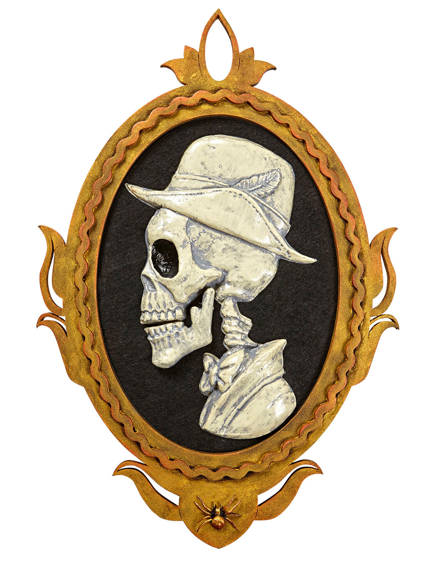 Vue de profil du cadre portrait gentilhomme squelette