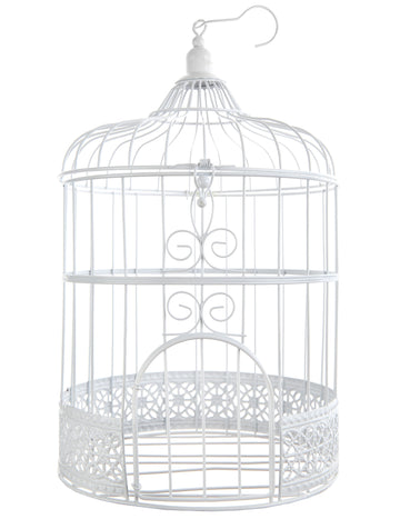 Dekorace bílé ptačí klece 30 cm