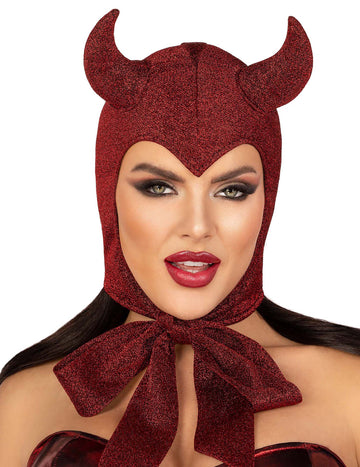 Tmavě červená dámská démonická kukla 