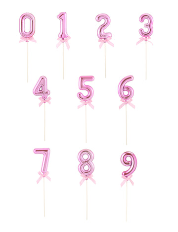 Topper růžové číslo s mašličkou 12.7 cm na narozeninový dort