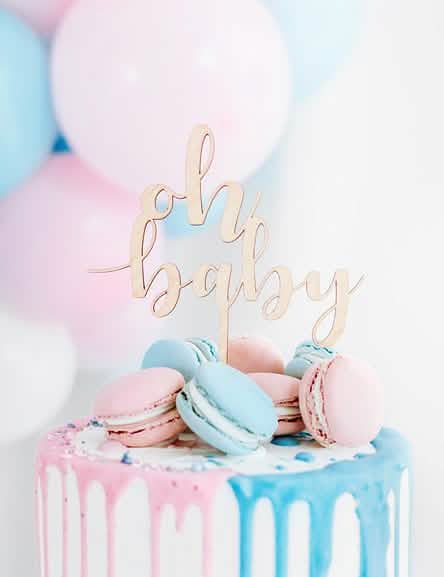 Detail cake topperu oh baby pro baby shower