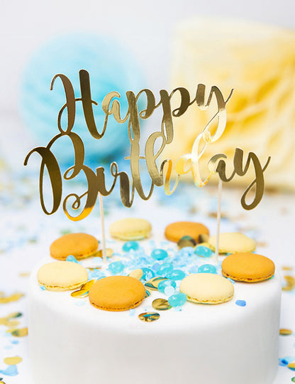 Všechno nejlepší k narozeninám kartonový dort metalický zlatý 22.5 cm pro elegantní dekoraci