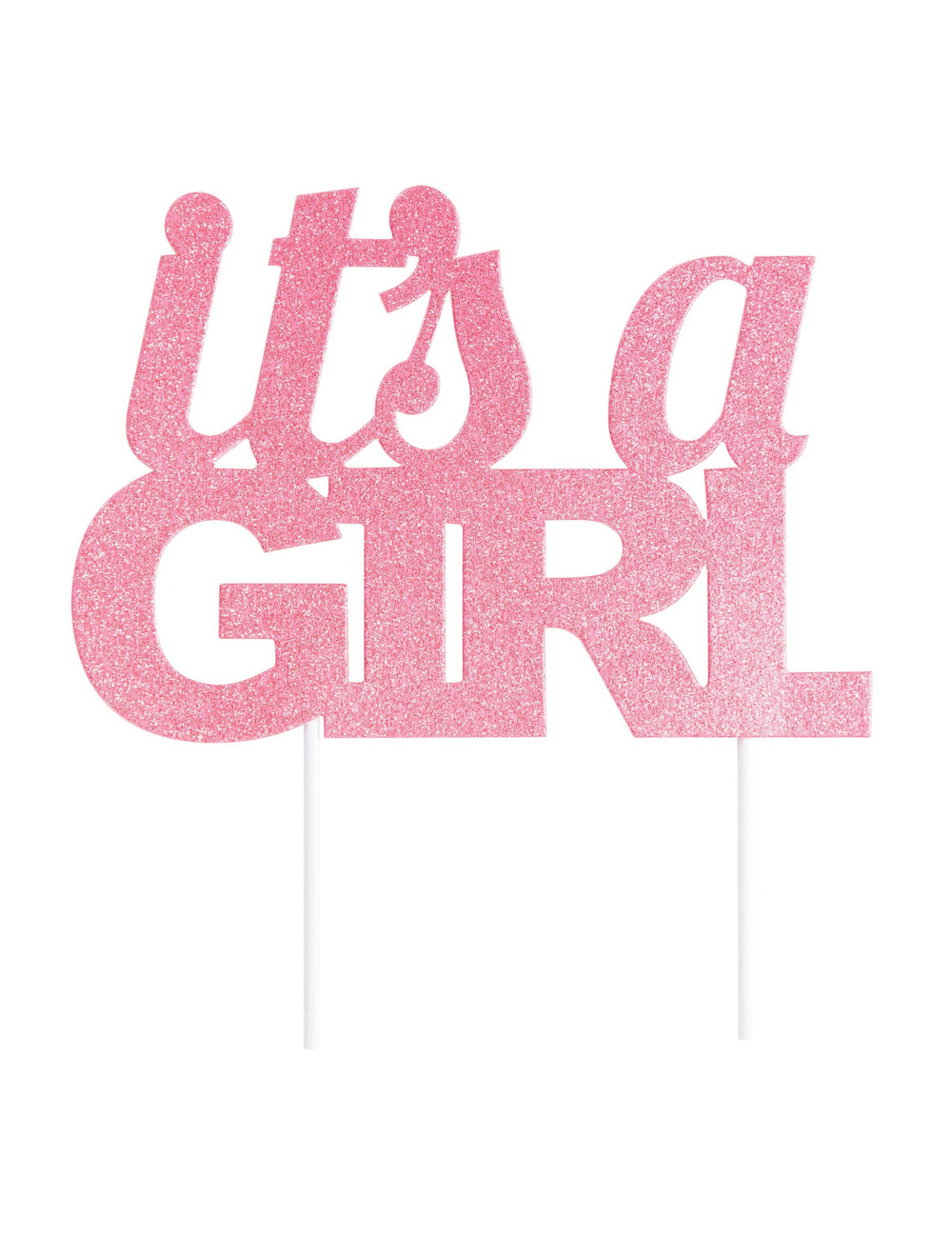 Cake topper It's a girl pour fille rose à paillettes