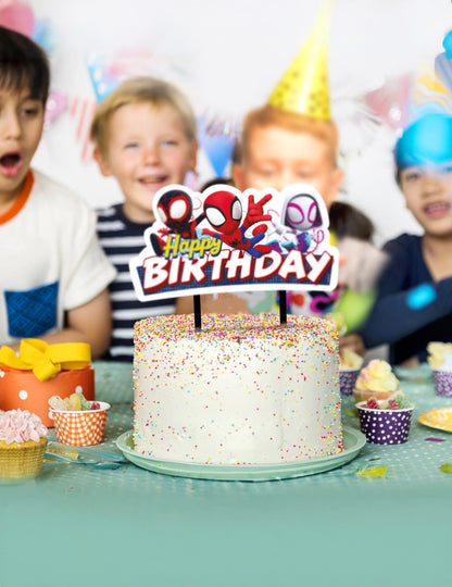 Cake topper Happy Birthday Spidey et ses amis 17,5 cm