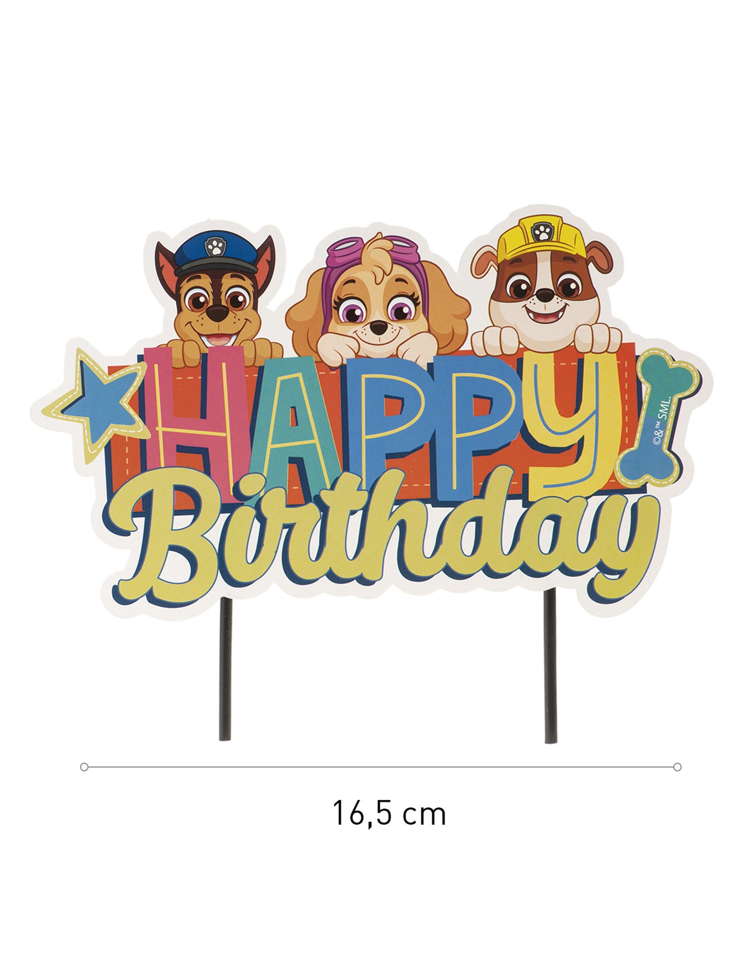 Cake topper Happy Birthday Pat patrouille 17,5 cm
