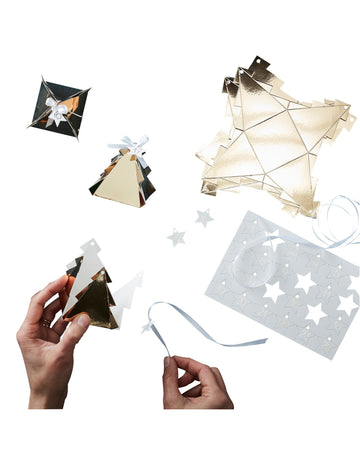 Sada adventního kalendáře zlaté krabičky na stromeček k personalizaci 5.5 cm se štítky