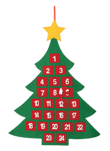 Textilní adventní kalendář ve tvaru vánočního stromku 55 x 70 cm 