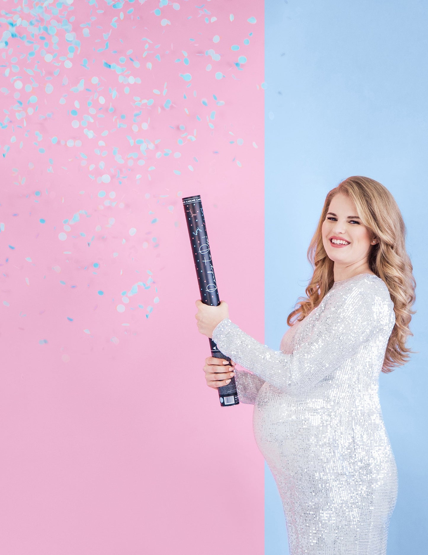 Boy modré konfetové dělo 60 cm miminko