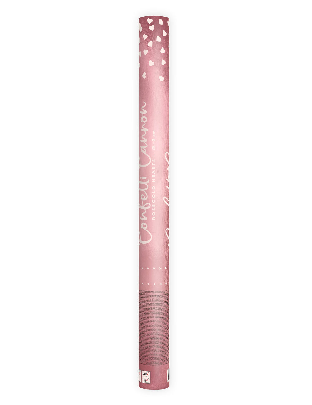 Vue d'ensemble du canon à confettis coeur rose gold