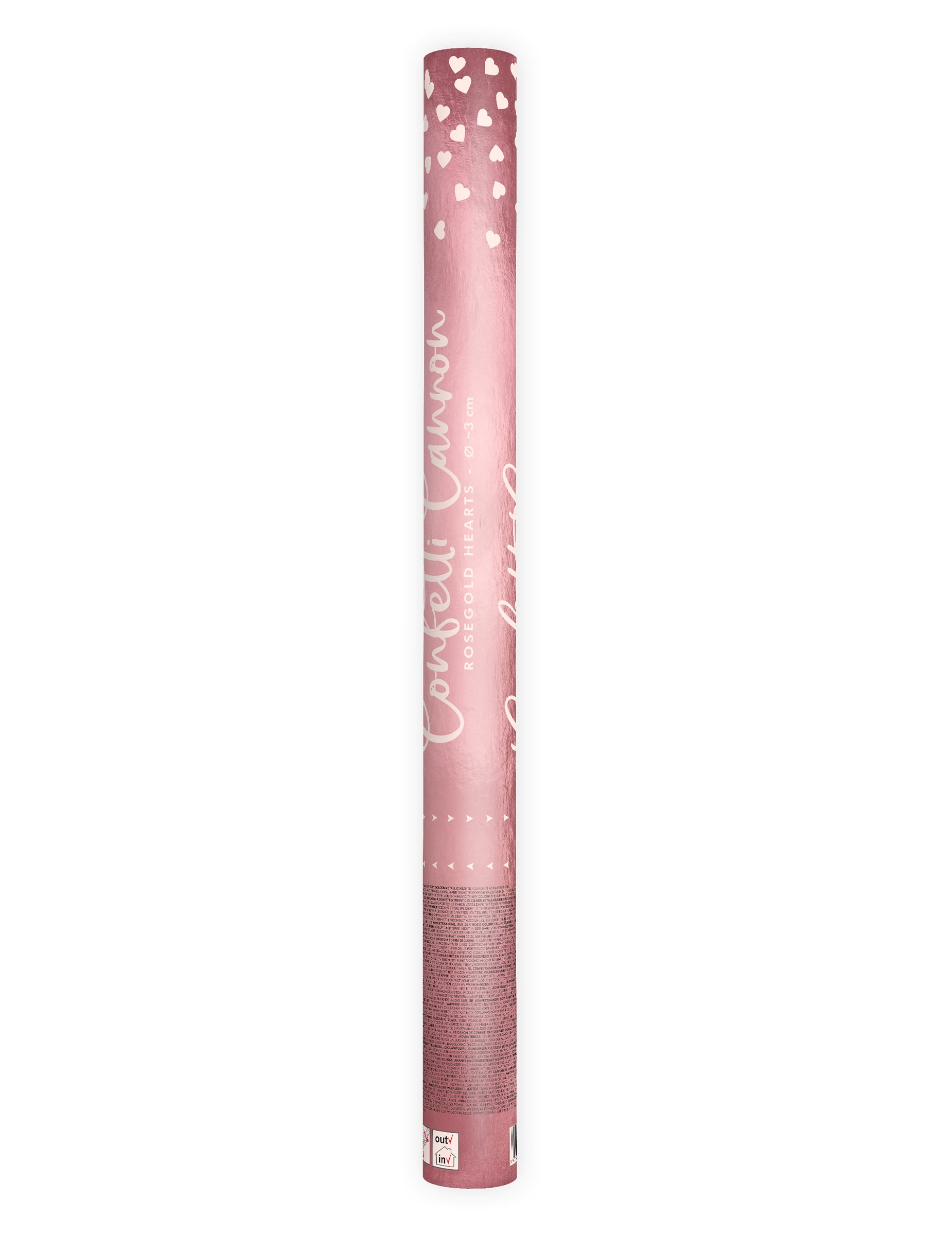 Vue d'ensemble du canon à confettis coeur rose gold