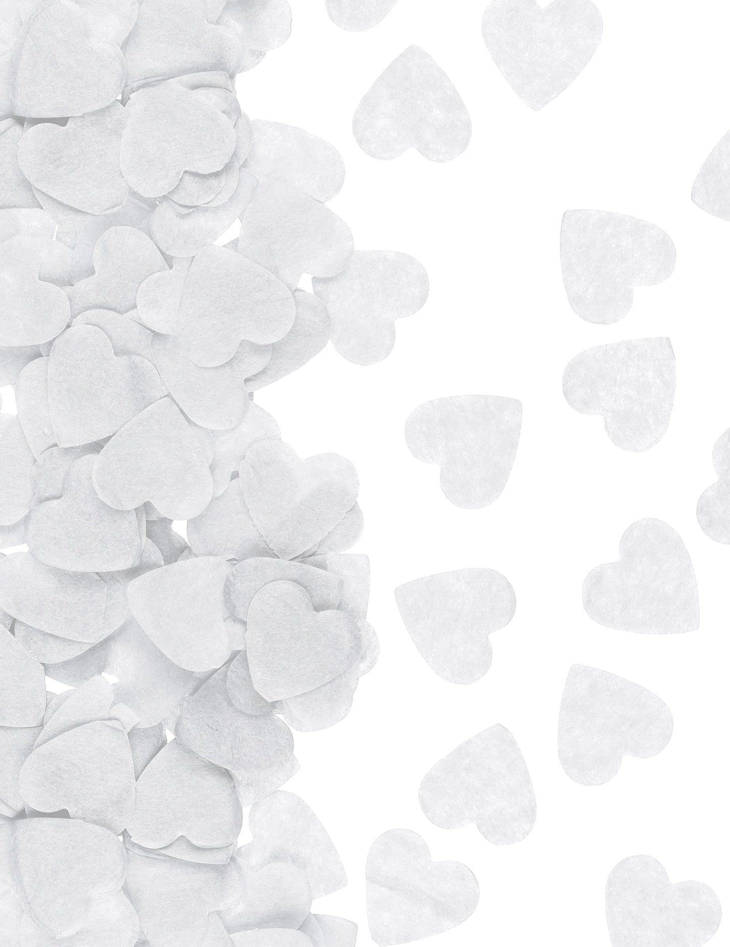 Gros plan sur les confettis du canon à confettis coeurs