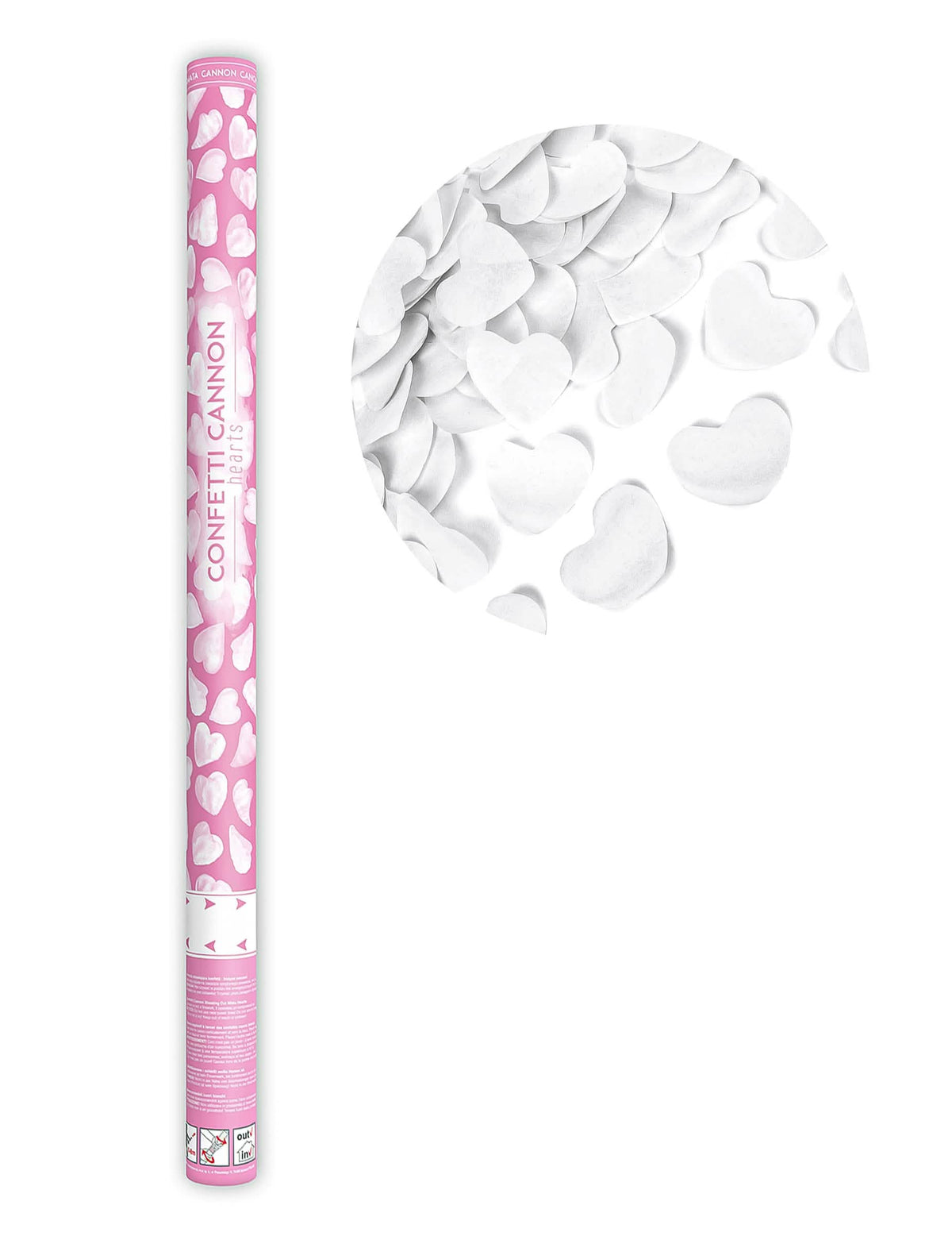 Canon à confettis coeurs pour fête blancs