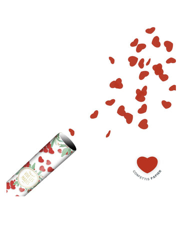 Červené konfetové dělo s srdcem 40 cm