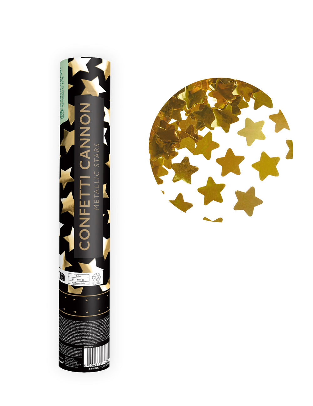 Canon à confettis étoiles métallisées pour fête dorées