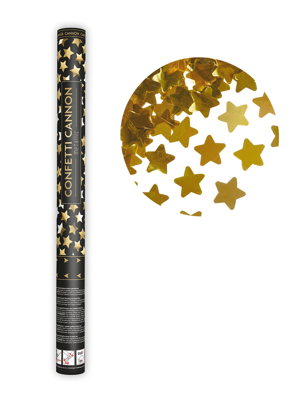Canon à confettis étoiles métallisées pour fête dorées
