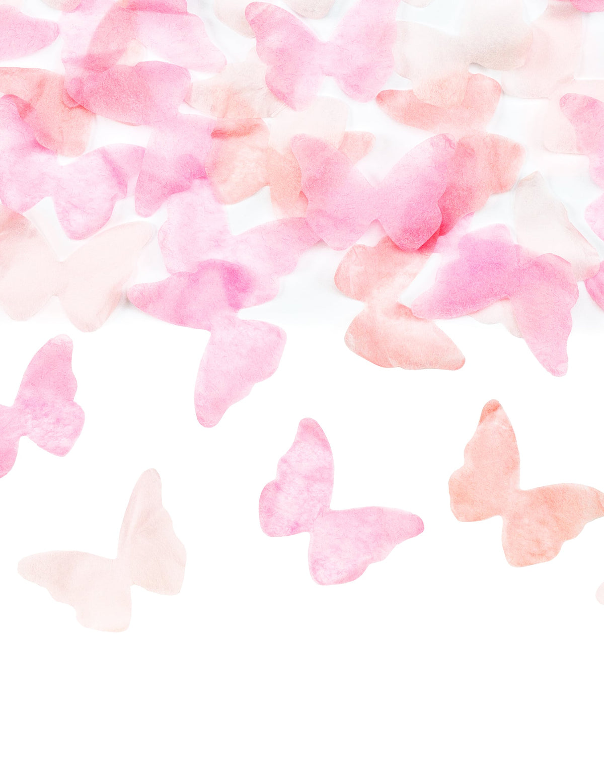 Détail des confettis du canon à confettis papillons pour gender reveal roses