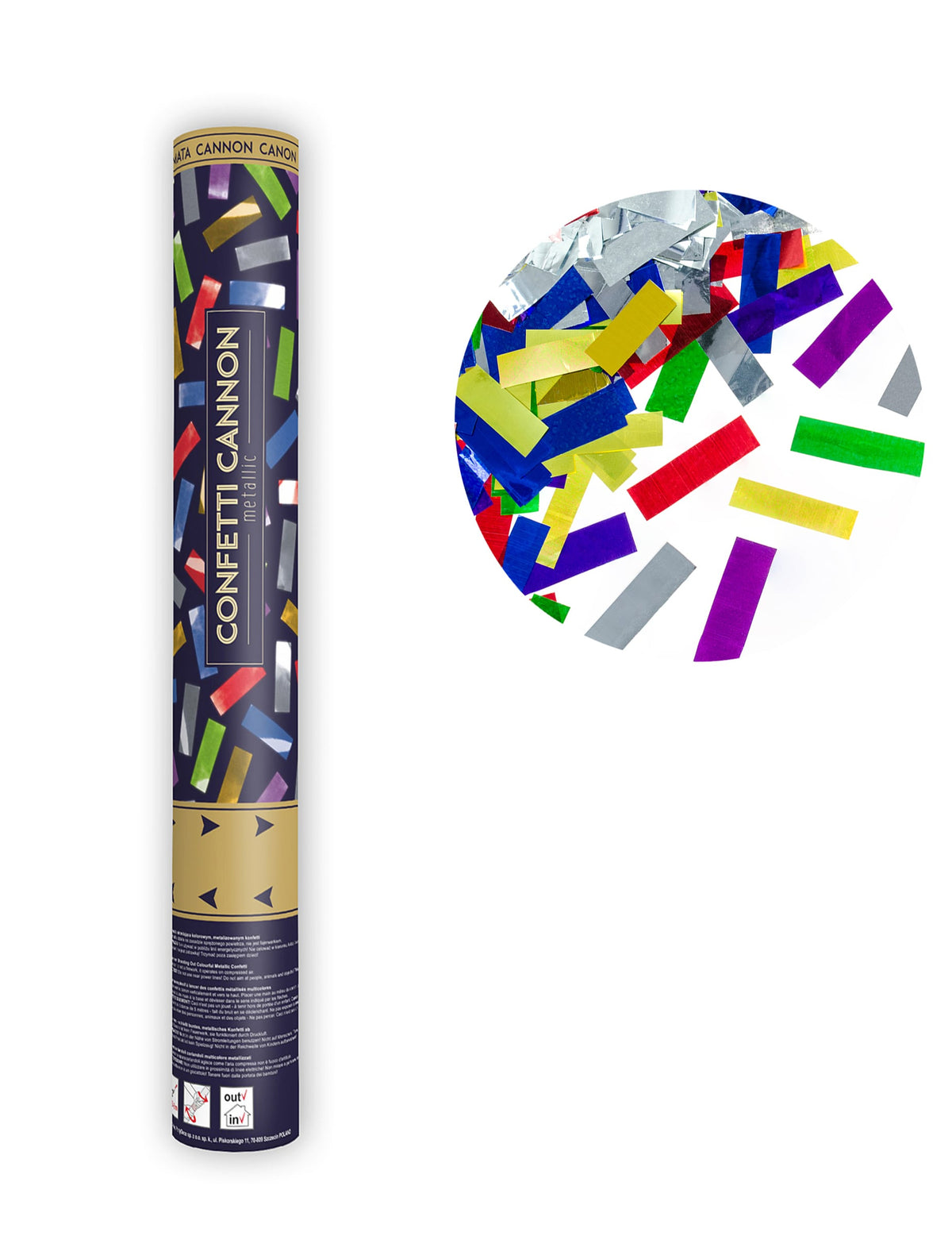 Canon à confettis multicolores pour fête métalliques
