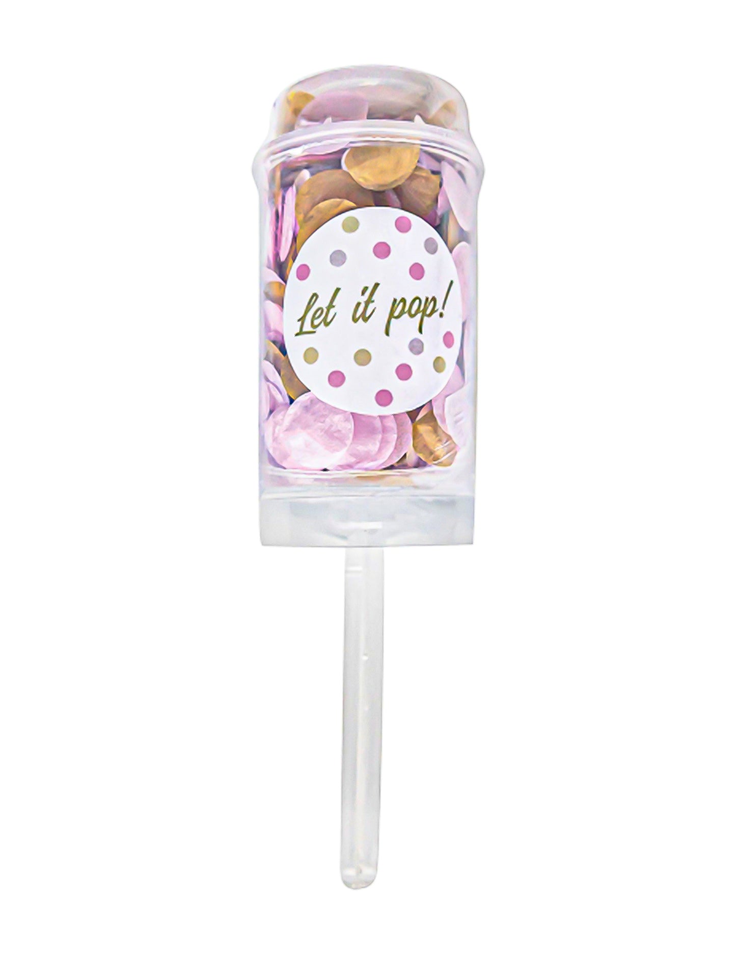 Canon à confettis push pop pour fête rose et doré