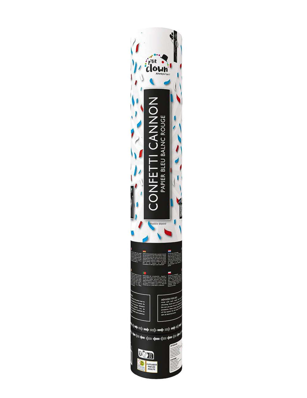 Canon à confettis France pour supporter bleu blanc rouge
