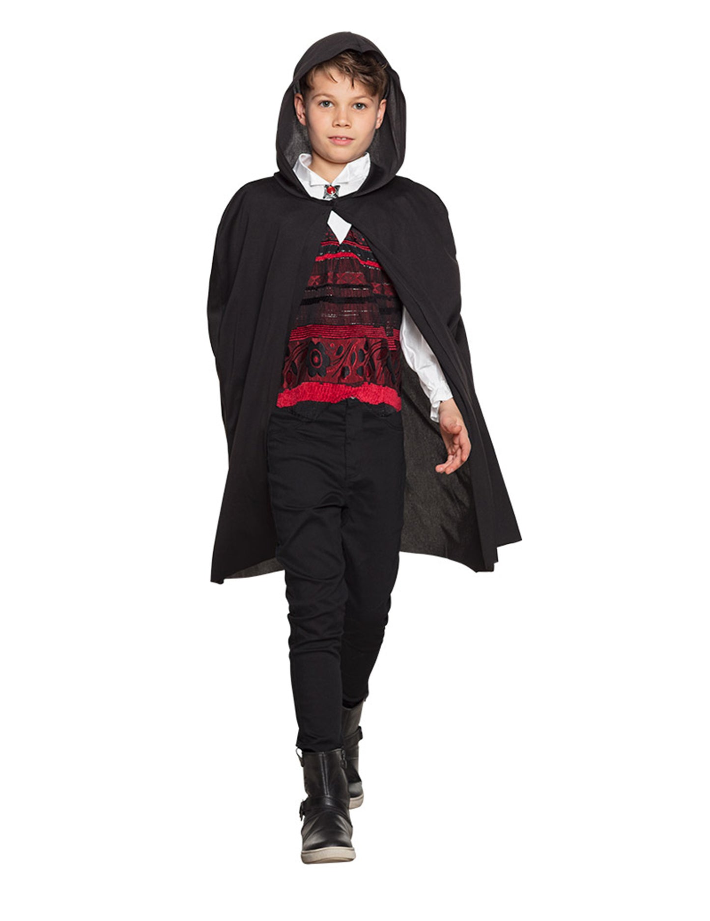 Černý kostýmový plášť s kapucí na Halloween pro děti