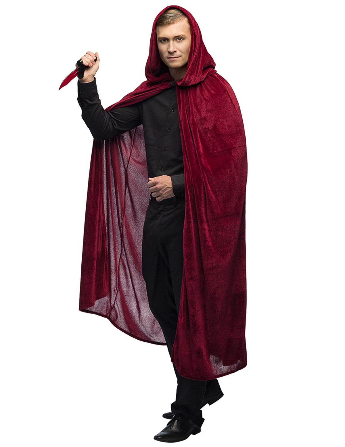 Cape à capuche pour homme rouge bordeaux