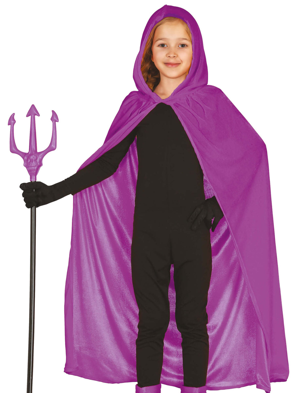Cape en velours pour enfant violette à capuche