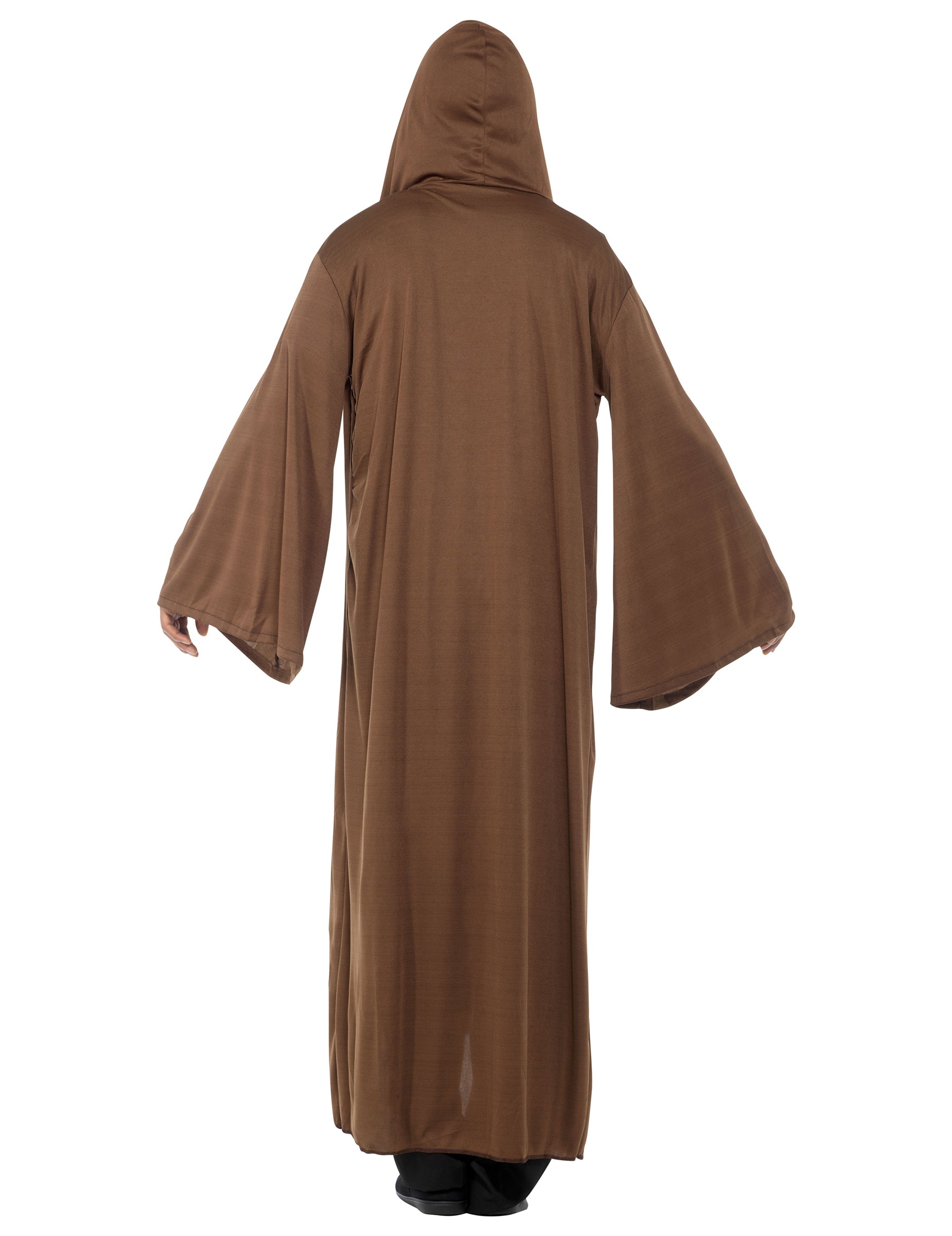 Vue de dos de la cape pour adulte marron avec capuche