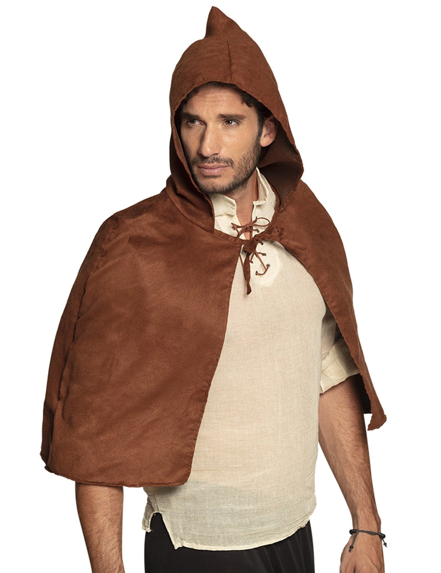 Cape médiévale pour adulte marron avec capuche