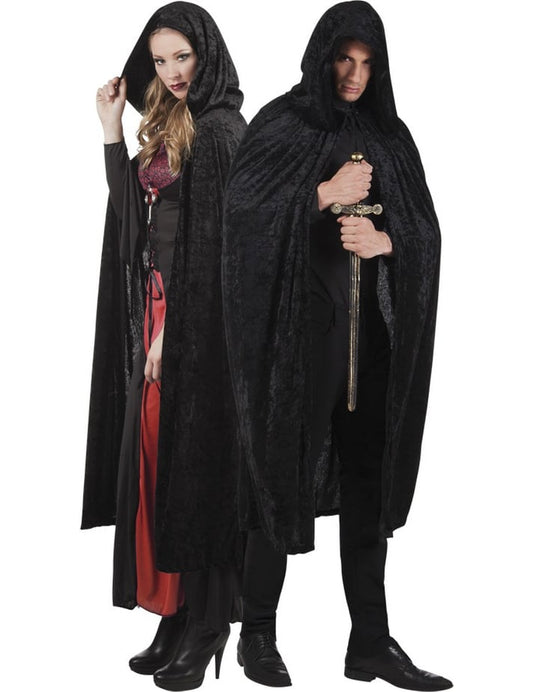 Cape Halloween pour adulte noire aspect velours