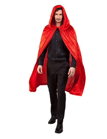 Halloween Umhang aus rotem Samt für Erwachsene 120 cm