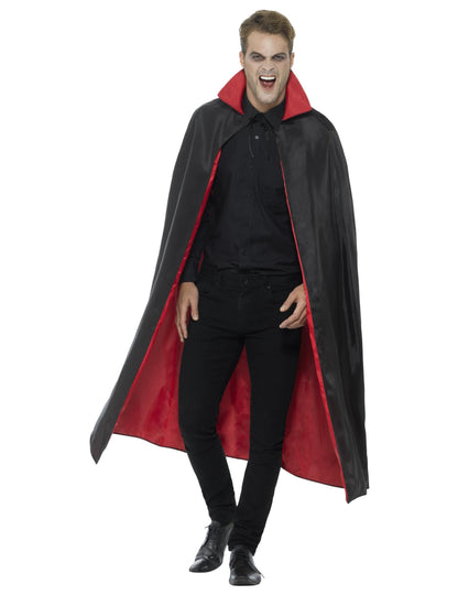 Reverzibilní saténový vampírský plášť pro dospělé černý a červený