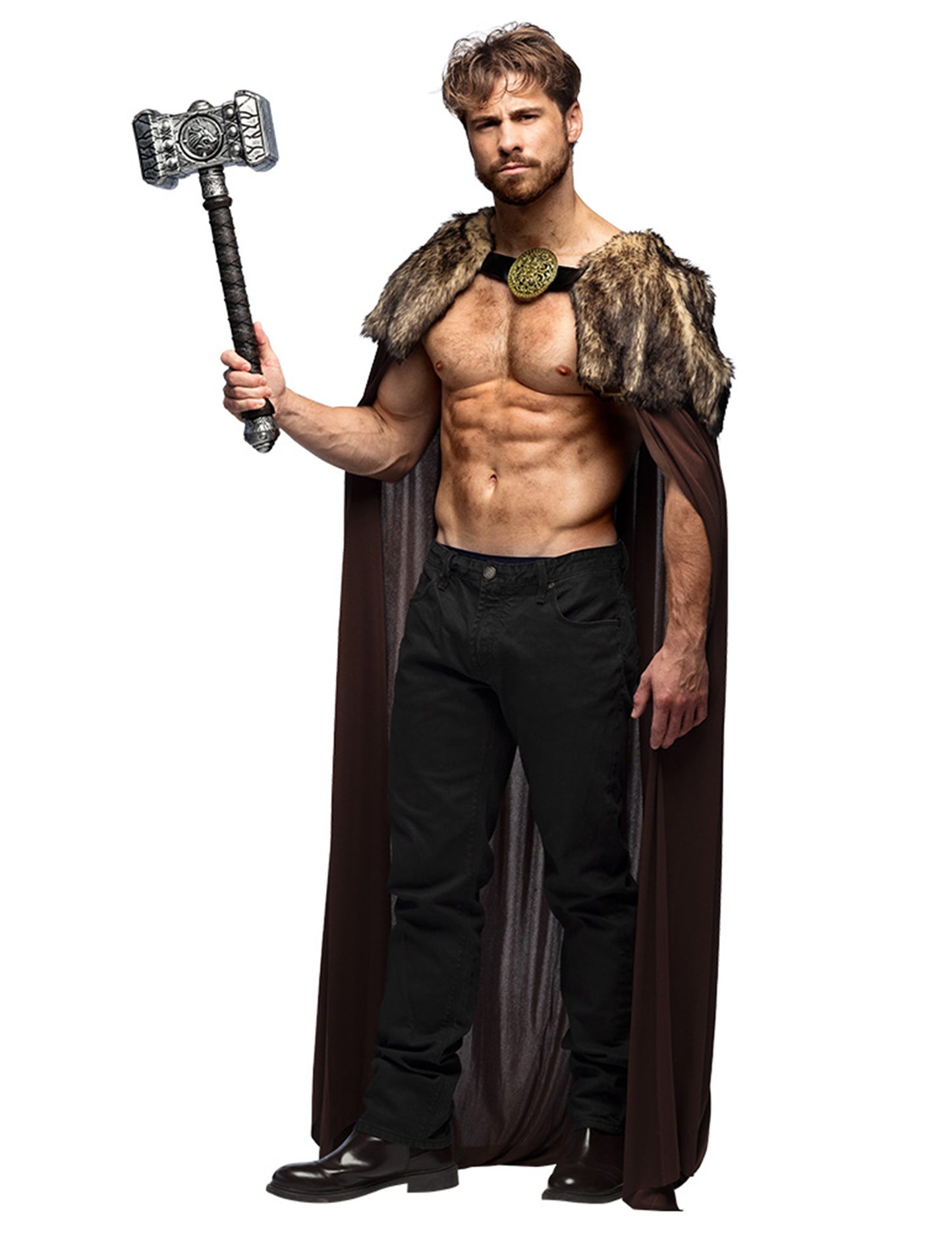 Marteau de guerre brandi avec la cape seigneur viking luxe