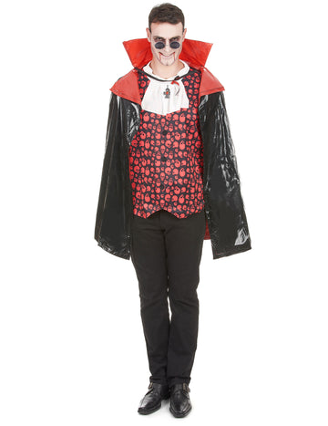 Dospělý černý upíří plášť s integrovaným límcem