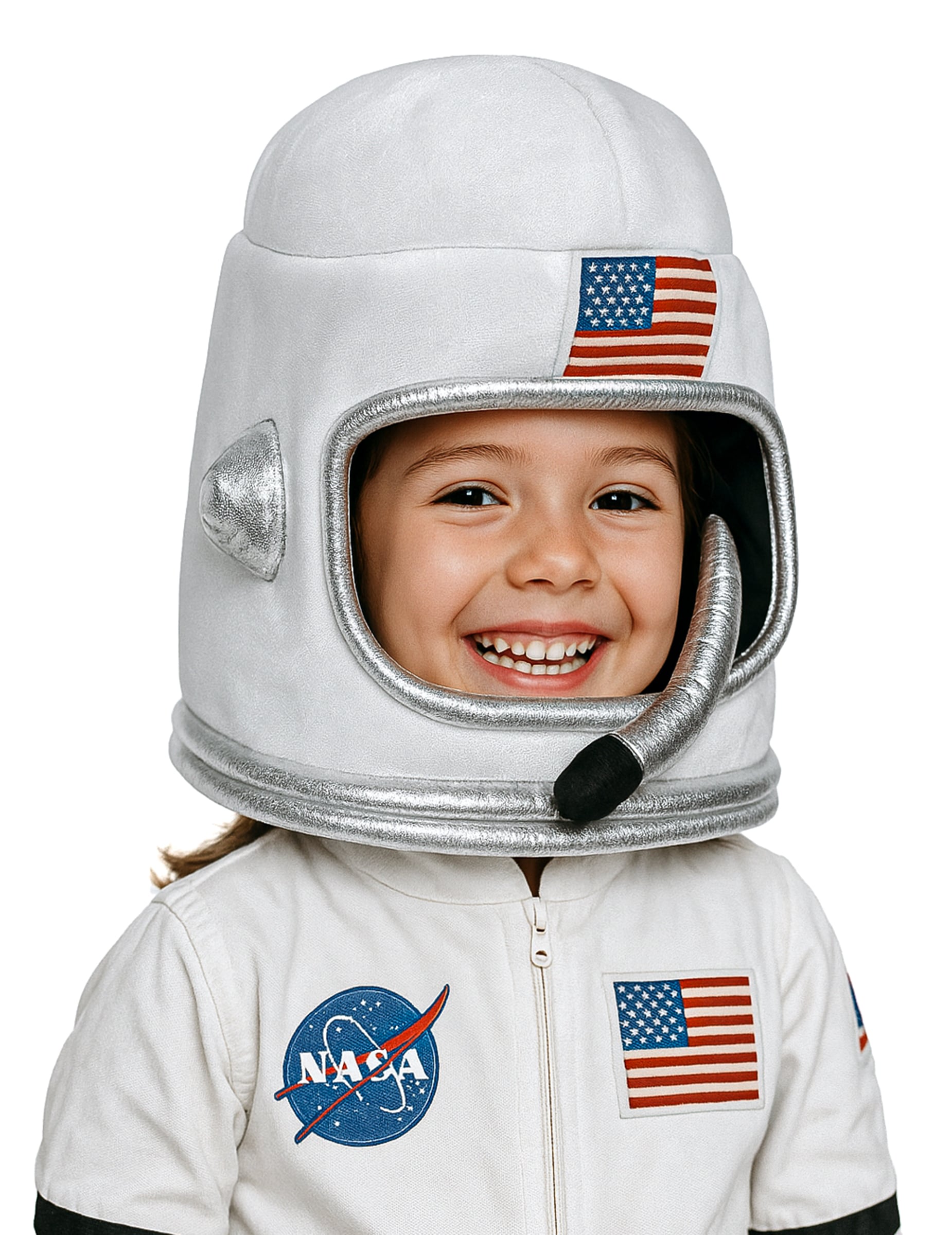 Casque astronaute pour enfant blanc avec logo NASA et drapeau américain