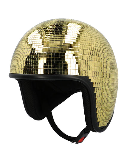 dospělá zlatá disco koule helma