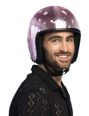 Růžová disco koule pro dospělé s helmou