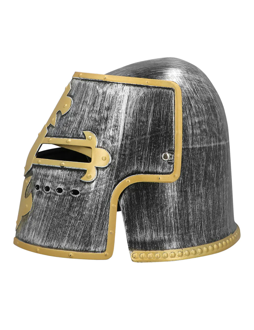 Vue de profil du casque de chevalier médiéval