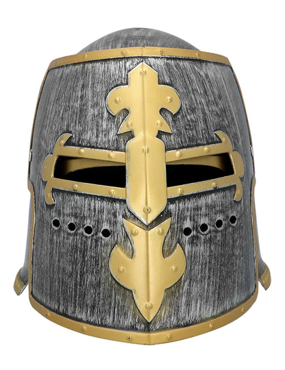 Vue de face du casque de chevalier médiéval