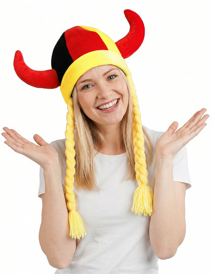 Stoffhelm mit Hörnern und Zöpfen, Deutschland-Fanartikel