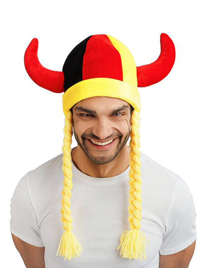 Stoffhelm mit Hörnern und Zöpfen, Deutschland-Fanartikel