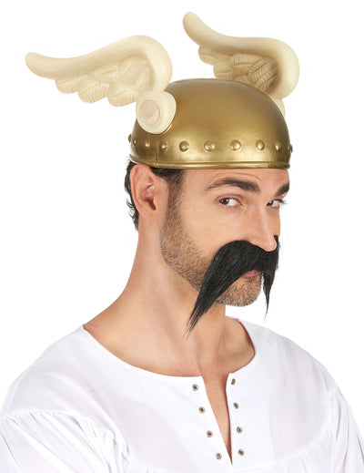 Casque gaulois pour adulte doré avec ailes blanches