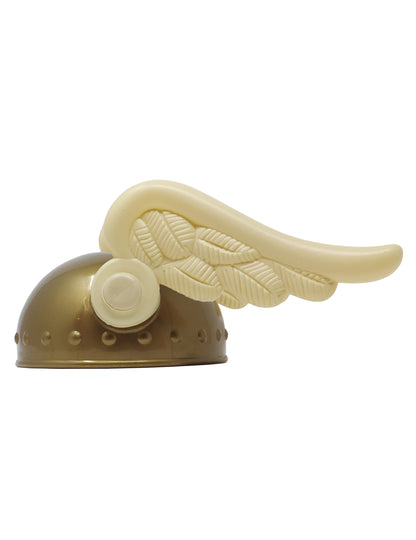 Vue de profil du casque gaulois avec ailes