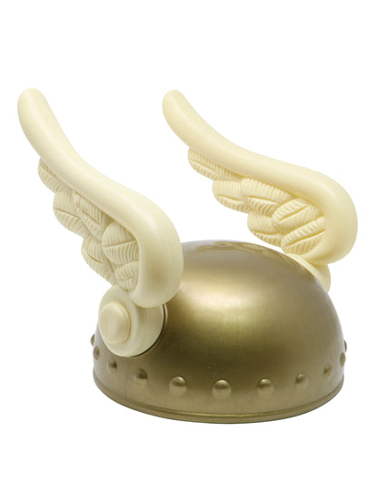 Vue de face du casque gaulois avec ailes