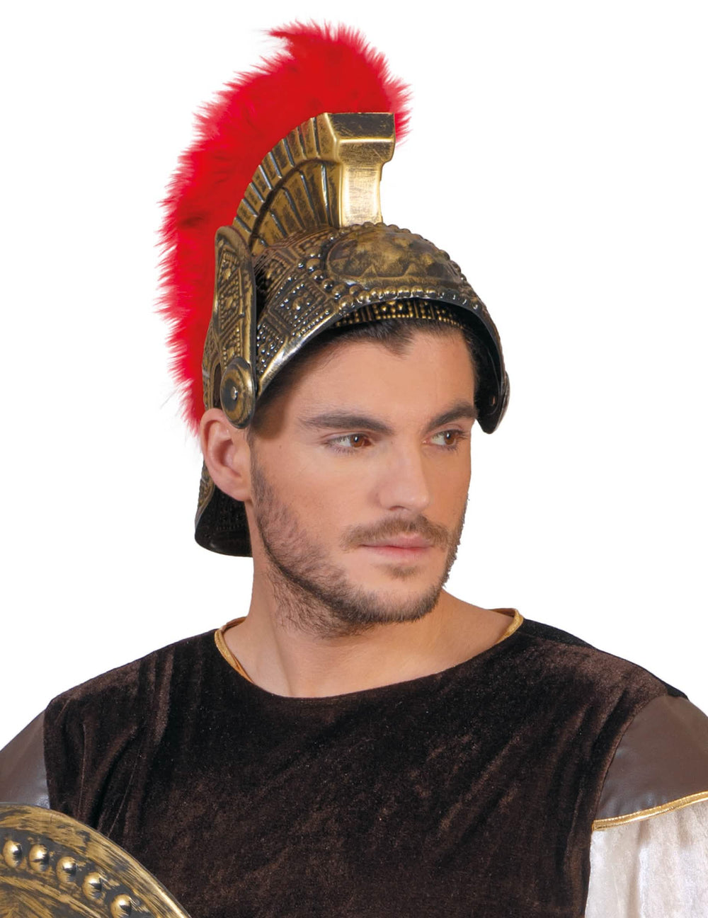 Římská helma pro dospělého zlatá s červenými pery