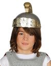 Casque romain pour enfant argenté et doré avec crête moulée